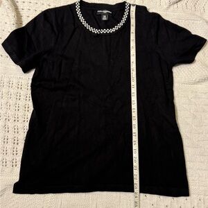 Karl Lagerfeld Black Tee with Checkered Collar